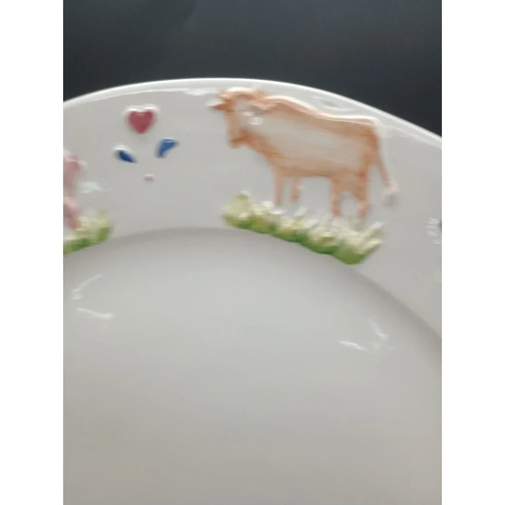 Stefani Ceramica Italy Charger Plater Barnyard Animals Cow Sheep Pig Lamb